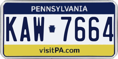 PA license plate KAW7664