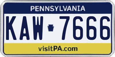PA license plate KAW7666