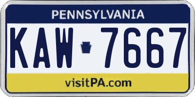 PA license plate KAW7667