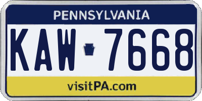 PA license plate KAW7668
