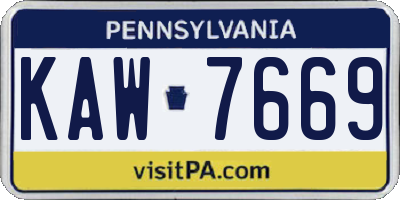 PA license plate KAW7669