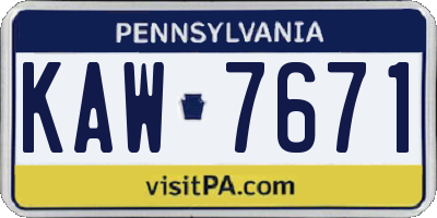 PA license plate KAW7671