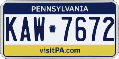 PA license plate KAW7672