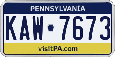 PA license plate KAW7673