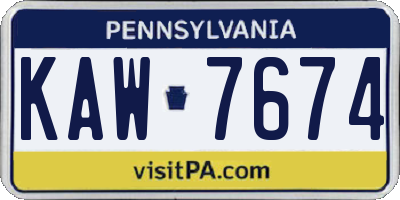 PA license plate KAW7674