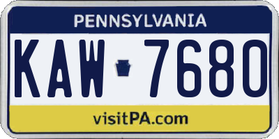 PA license plate KAW7680