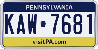 PA license plate KAW7681