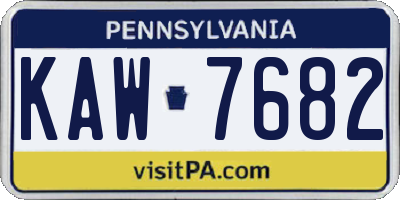 PA license plate KAW7682