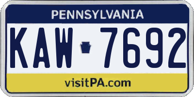 PA license plate KAW7692