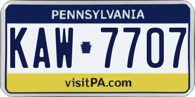 PA license plate KAW7707