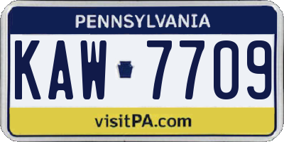 PA license plate KAW7709