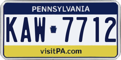 PA license plate KAW7712