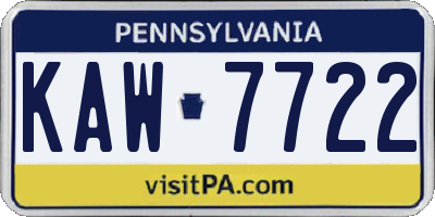 PA license plate KAW7722