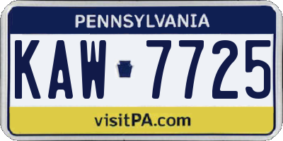 PA license plate KAW7725
