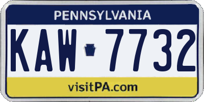 PA license plate KAW7732