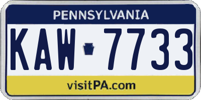 PA license plate KAW7733