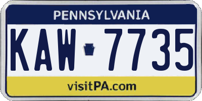 PA license plate KAW7735