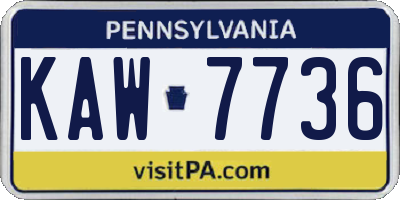 PA license plate KAW7736