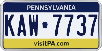 PA license plate KAW7737