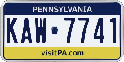 PA license plate KAW7741