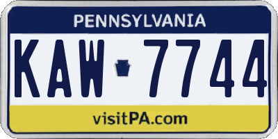 PA license plate KAW7744