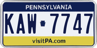 PA license plate KAW7747