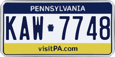 PA license plate KAW7748