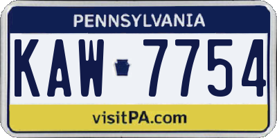 PA license plate KAW7754