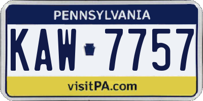 PA license plate KAW7757