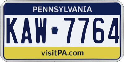 PA license plate KAW7764