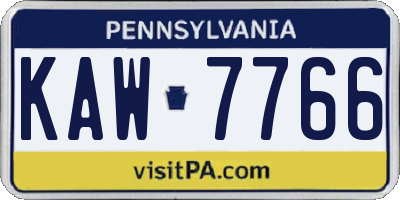 PA license plate KAW7766
