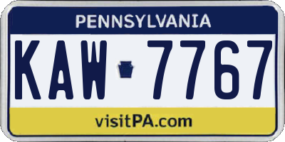 PA license plate KAW7767