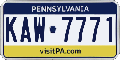 PA license plate KAW7771