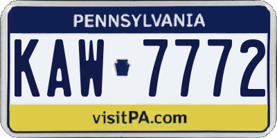 PA license plate KAW7772