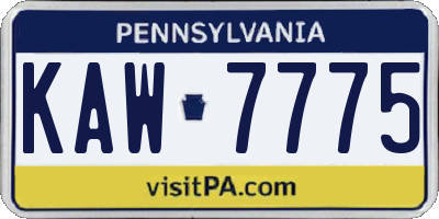 PA license plate KAW7775