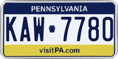 PA license plate KAW7780