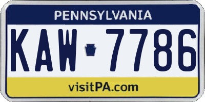 PA license plate KAW7786