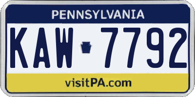 PA license plate KAW7792