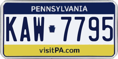 PA license plate KAW7795