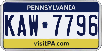 PA license plate KAW7796