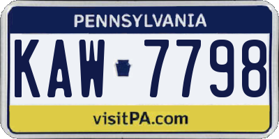 PA license plate KAW7798