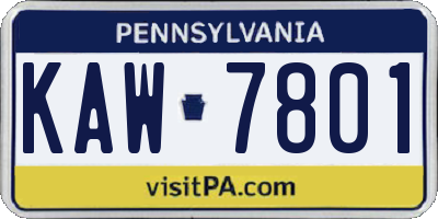 PA license plate KAW7801