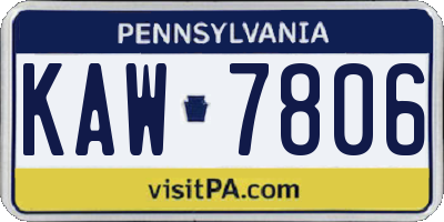 PA license plate KAW7806