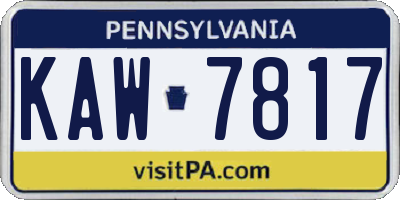 PA license plate KAW7817