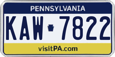 PA license plate KAW7822