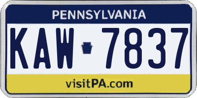 PA license plate KAW7837