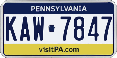 PA license plate KAW7847