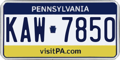 PA license plate KAW7850