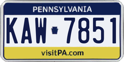 PA license plate KAW7851