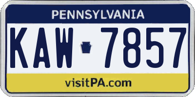 PA license plate KAW7857
